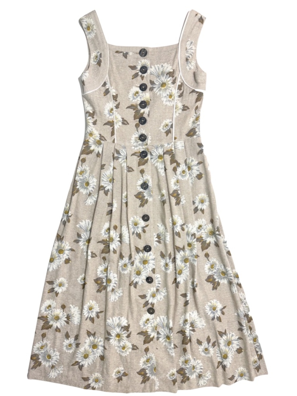 Vintage Julius Lang Flax Linen Blend Daisy Dress - Picture 3 of 15